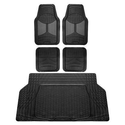 FH Group Monster Eye F11313- F16403 - Juego Completo de Alfombrillas de Goma con Forro de Vinilo Recortable, Color Negro, se Adapta a la mayoría de Automóviles, Camiones, SUV o Furgonetas (Negro)