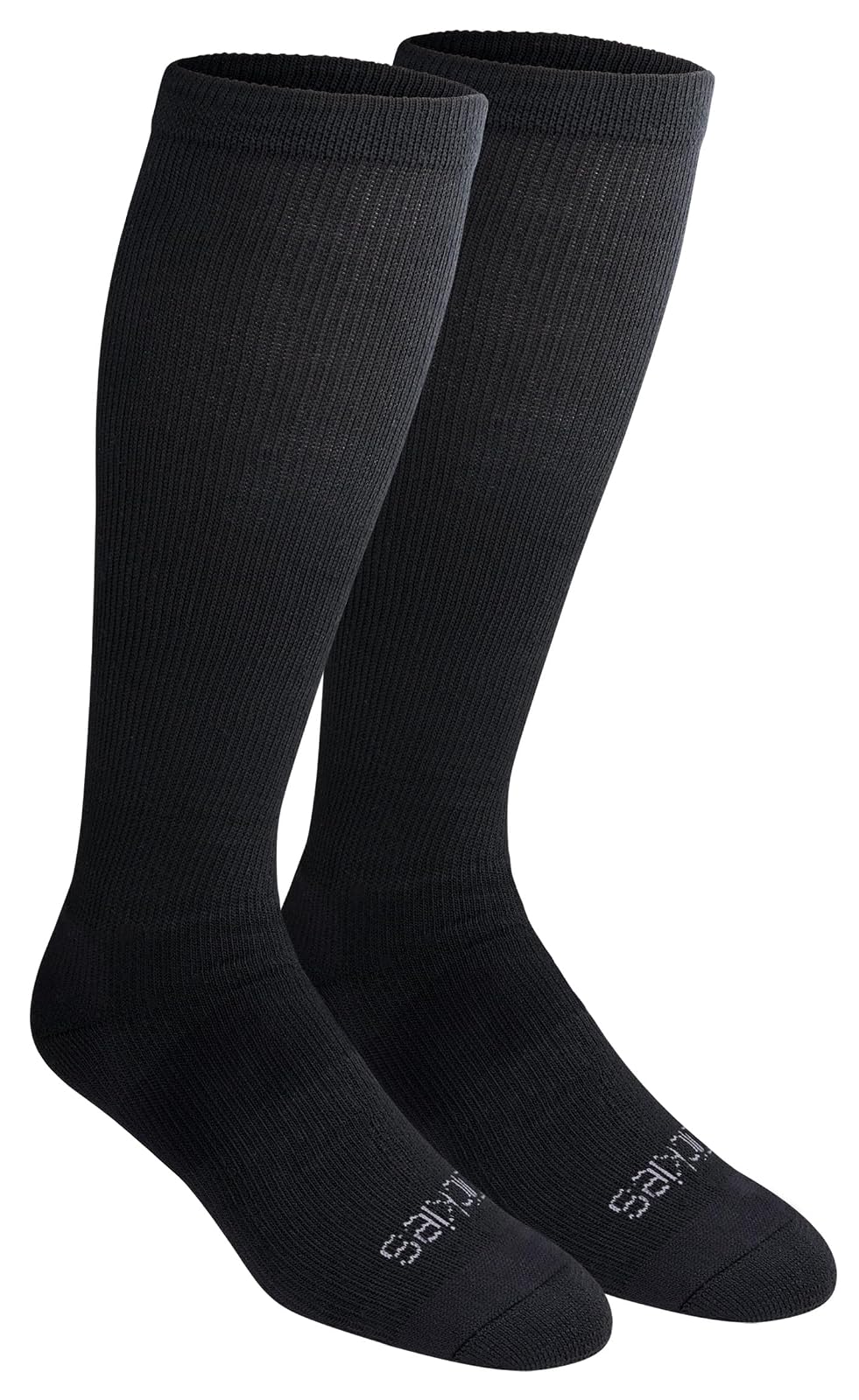 Dickies Calcetines de Compresión para Hombre, Sobre la Pantorrilla - XL - Negro Sólido (2 Pares)