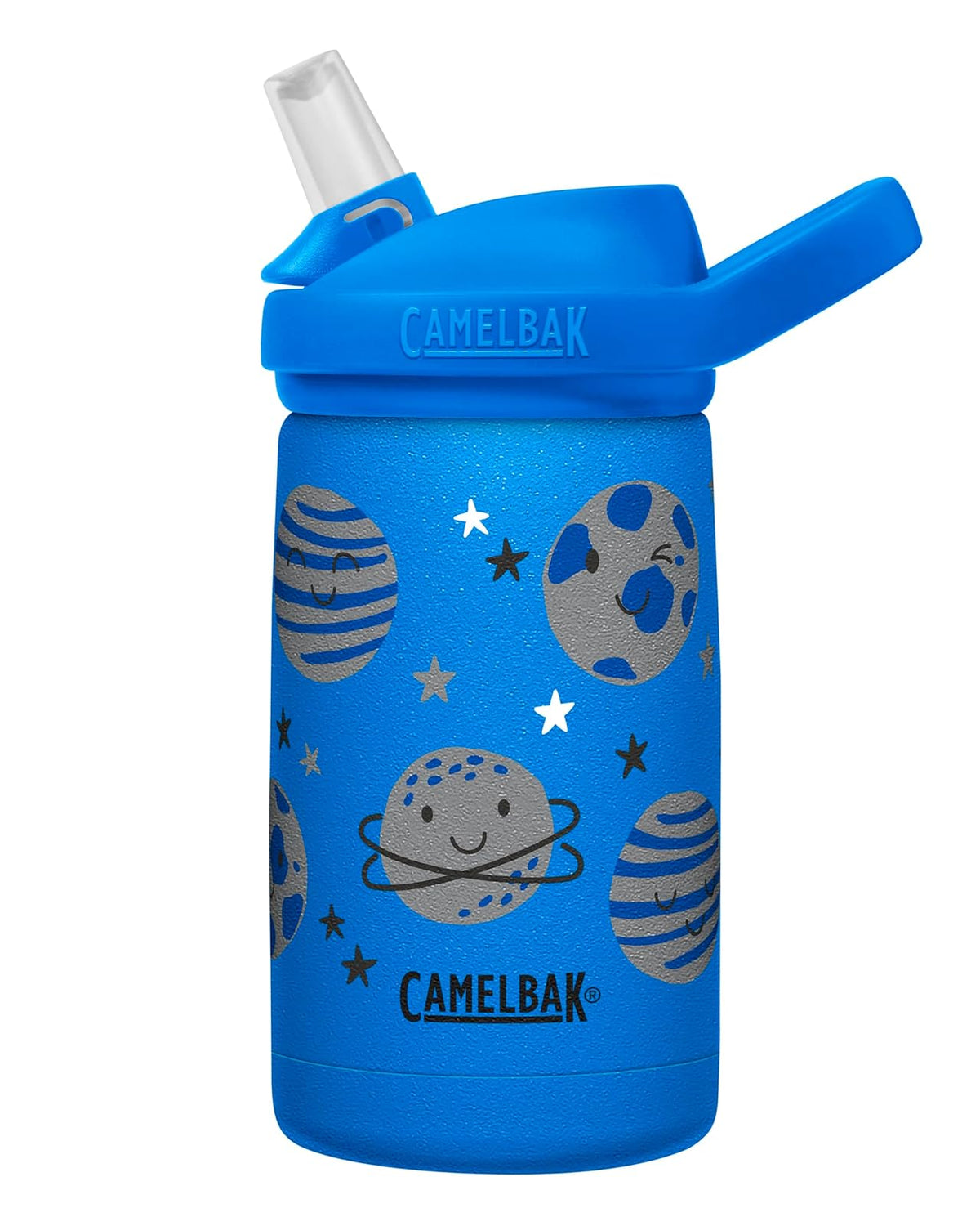 CamelBak Eddy+ Kids Botella con Popote 355 ml, Acero Inoxidable - Space Smiles