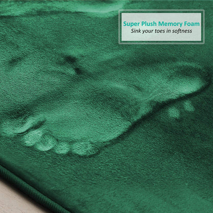 Clara Clark Alfombra de baño Ultra Suave, Antideslizante y Absorbente, de Espuma viscoelástica de Terciopelo, 17 x 24/20 x 32 / Contorno - Verde Cazador