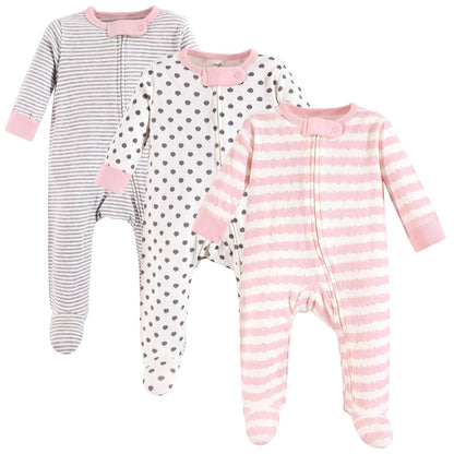 Touched by Nature Paquete de 3 Sleep and Play Orgánico - 3-6 Meses - Garabato Gris Rosa