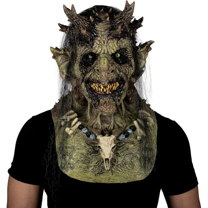 Ghoulish Productions Máscara De Látex Priestess of Hell, Accesorio Látex Cosplay Bruja Verde, Disfraz Aterrador para Halloween y Fiestas Temáticas, Cosplay Witch Guardiana, Diseño Artesanal Head Mask