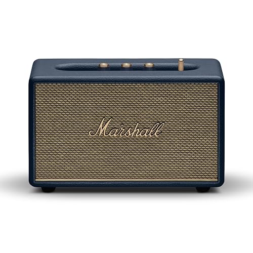 Marshall Acton III Bocina Bluetooth – Sonido Estéreo Potente con Controles de Bajos y Agudos | Funciona Conectada a la Corriente | Entrada Auxiliar de 3.5 mm | Azul Medianoche