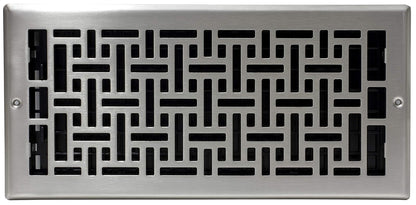 Decor Grates - Registro, diseño oriental, Acabado cepillo níquel (Brushed Nickel Finish)