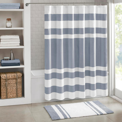 Madison Park MP70-1483 Shower Curtain, Taupe - 182.9An x 182.9Al cm (1 Paneles) - Azul índigo