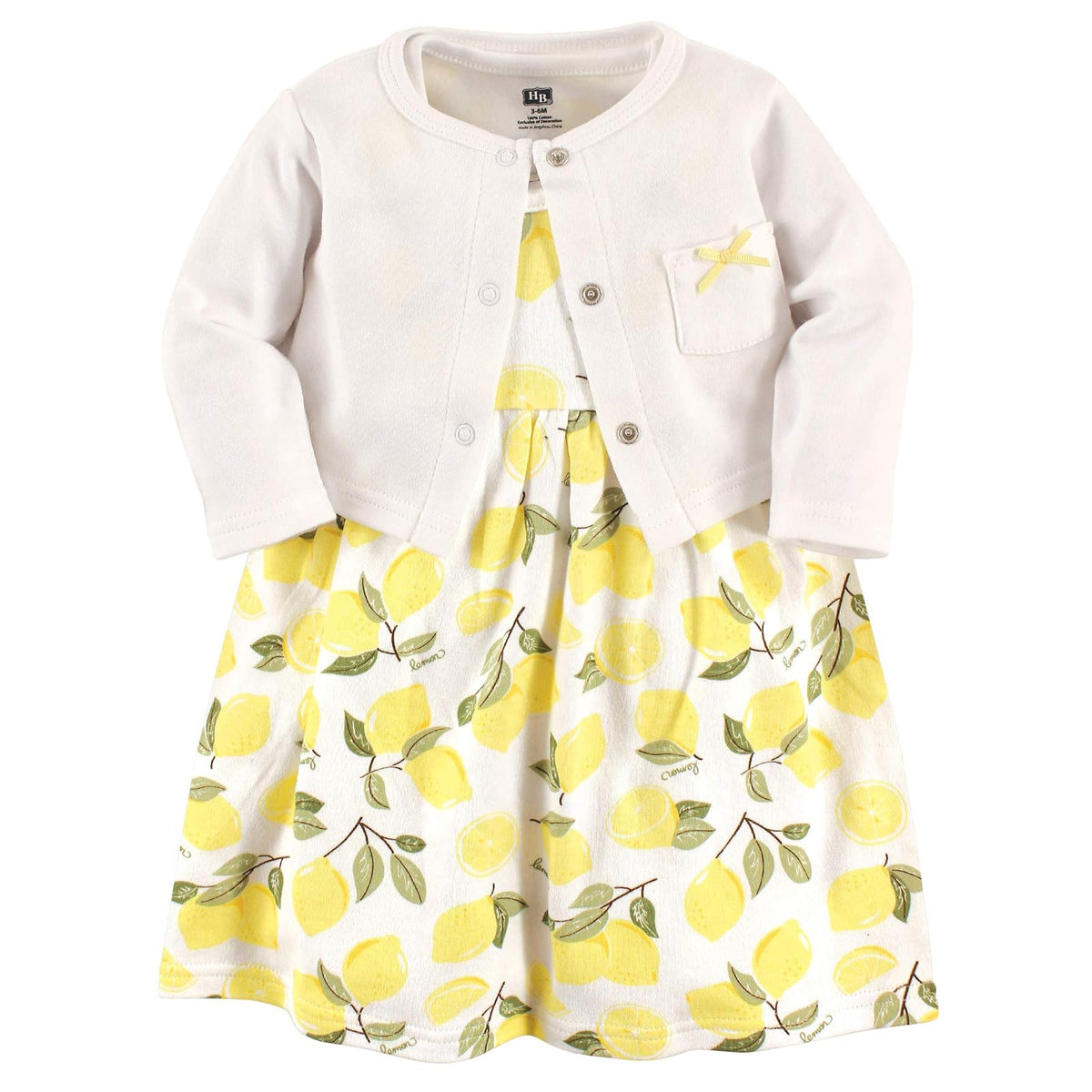 Hudson Baby Conjunto de Vestido y Cárdigan de Algodón para Niña - Limón - 12-18 Meses