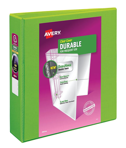 Avery Carpeta durable con vista y anillo inclinado, 5cm | Para uso diario, en el hogar y en la oficina, columna vertebral DuraHinge, bordes resistentes a las roturas - 5 cm - Verde