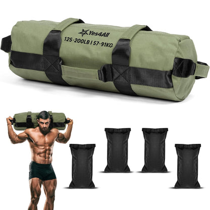 Yes4All Saco de Arena Ajustable para Entrenamiento - Verde militar - XL