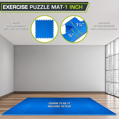 Prosourcefit - - Colchoneta extragruesa tipo rompecabezas de 1 pulgada, baldosas entrelazadas de espuma EVA para proteger, suelo de entrenamiento acolchado para el hogar