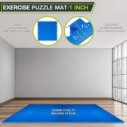 Prosourcefit - - Colchoneta extragruesa tipo rompecabezas de 1 pulgada, baldosas entrelazadas de espuma EVA para proteger, suelo de entrenamiento acolchado para el hogar