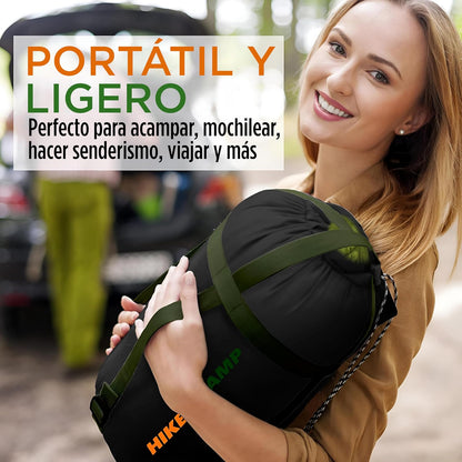 SereneLife - Saco de Dormir para mochileros, para Adultos, Adolescentes, con Almohada, Bolsa de Dormir Ligera y Resistente a la Intemperie, para Acampar, Senderismo y Viajes,