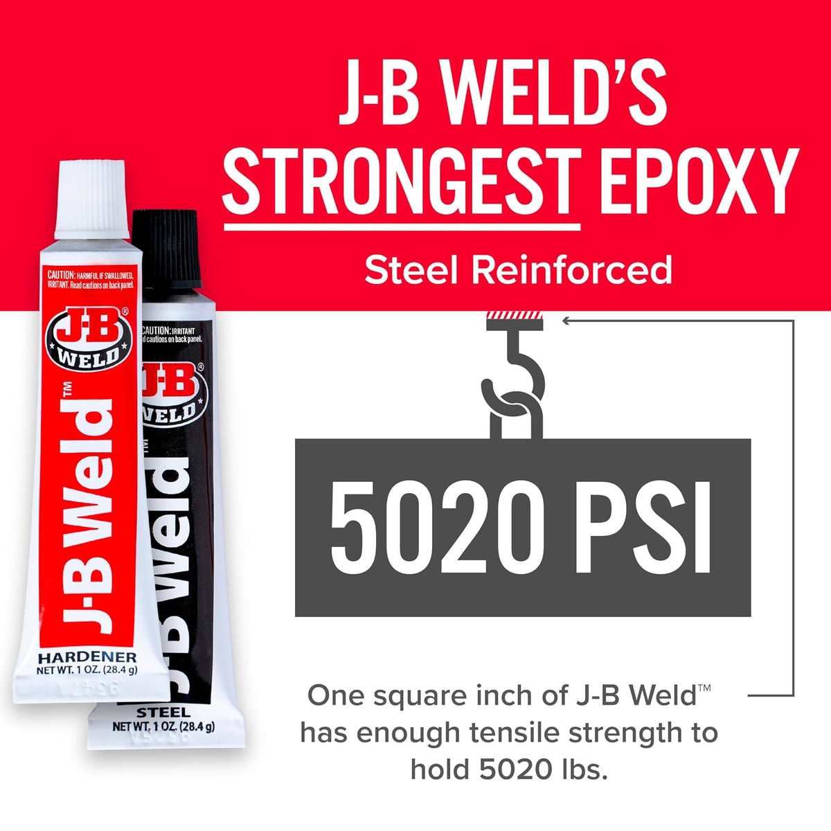 J-B Weld Original Epoxi Reforzado de Acero, Gris Oscuro, Paquete de 2, 2 oz, 8265S-2