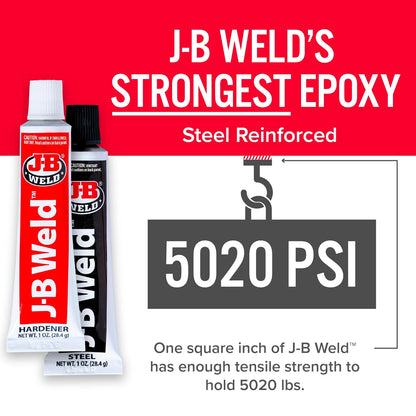 J-B Weld Original Epoxi Reforzado de Acero, Gris Oscuro, Paquete de 2, 2 oz, 8265S-2