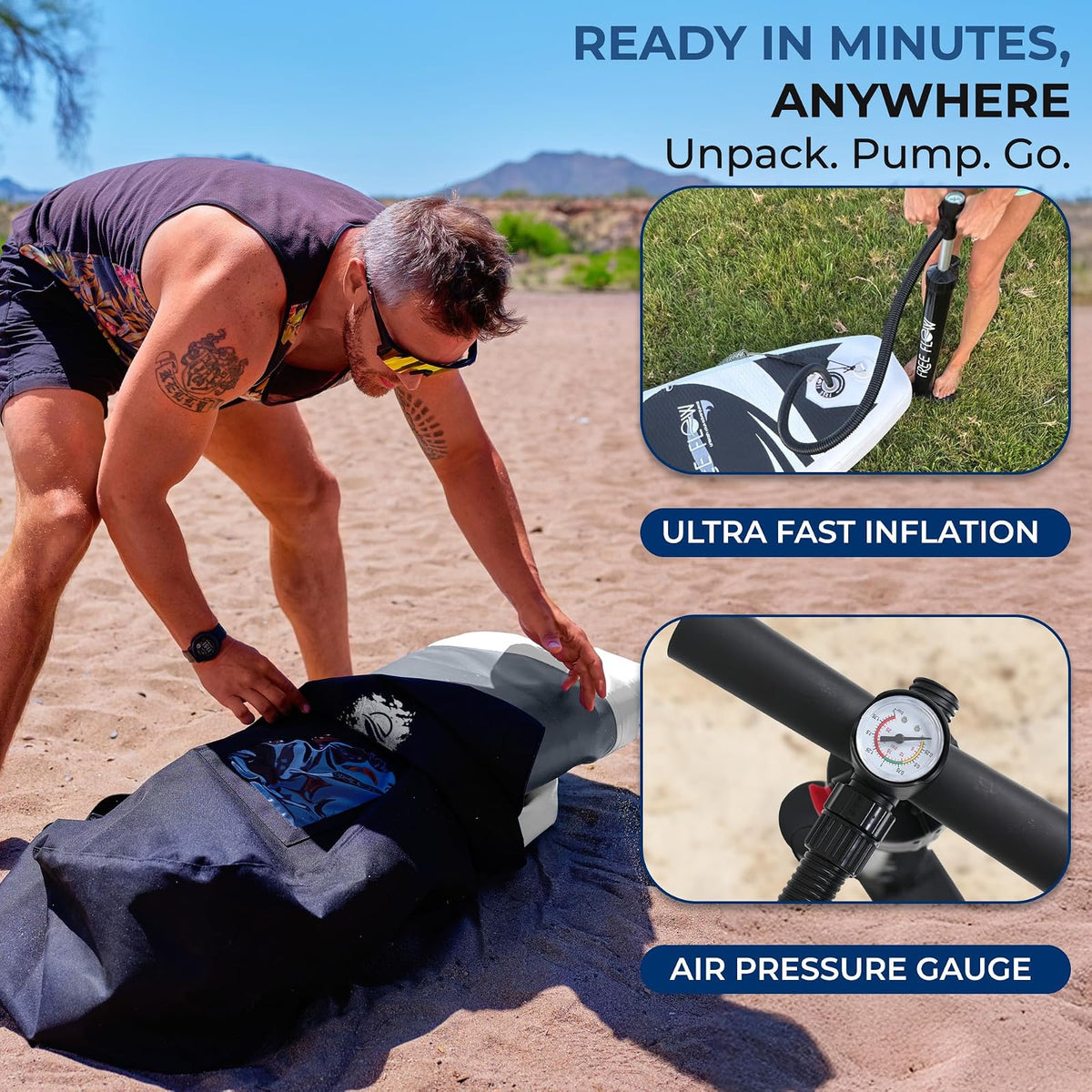 SereneLife Tabla Paddle Surf Inflable con Accesorios y Bolsa