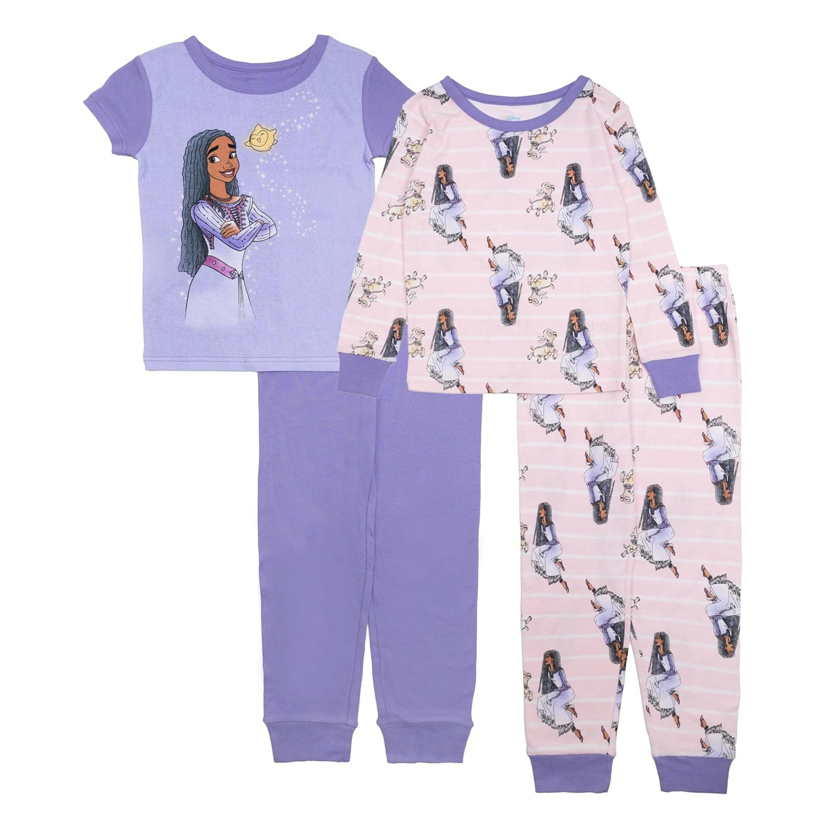 Disney - Conjunto de Pijama de algodón de 4 Piezas para niñas, Suave y Lindo para niños