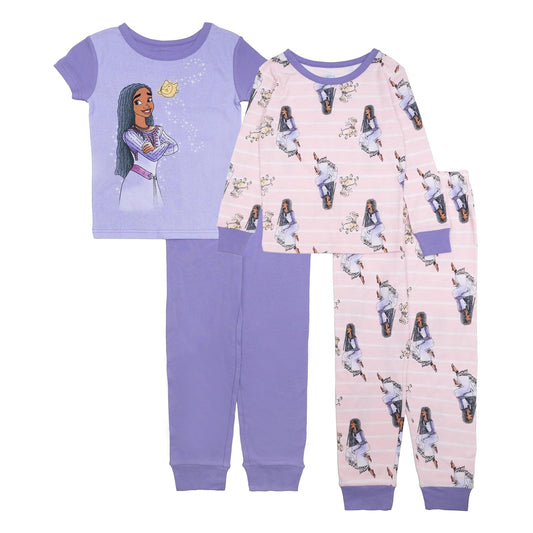 Disney - Conjunto de Pijama de algodón de 4 Piezas para niñas, Suave y Lindo para niños