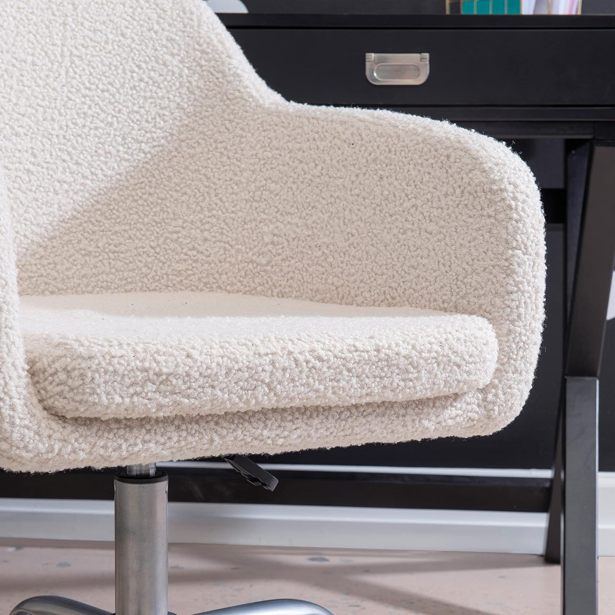 Linon Home Decor Products Linon Brooklyn - Silla de Oficina Sherpa, Color Marfil