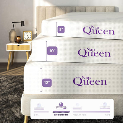 NapQueen Colchón de 8 Pulgadas, tamaño matrimonial, colchón de Espuma viscoelástica de carbón de bambú, Cama en una Caja