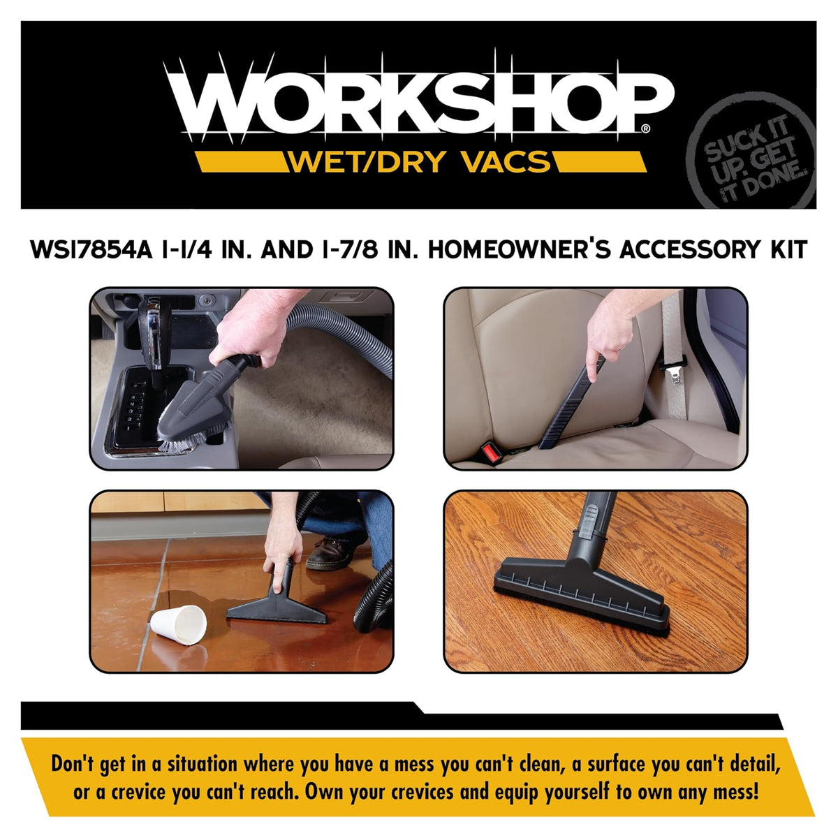 Workshop WS17854A - Accesorios de aspiradora para aspiradora húmeda y Seca de 1-7/8 Pulgadas para Uso con una aspiradora de Tienda Pensando en los propietarios de viviendas