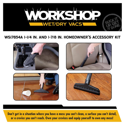 Workshop WS17854A - Accesorios de aspiradora para aspiradora húmeda y Seca de 1-7/8 Pulgadas para Uso con una aspiradora de Tienda Pensando en los propietarios de viviendas