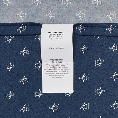 The Original Penguin MXHSA01043702 Juego de Sábanas Penguin Logo Navy, 100% Microfibra, Color Azul, Tamaño Matrimonial