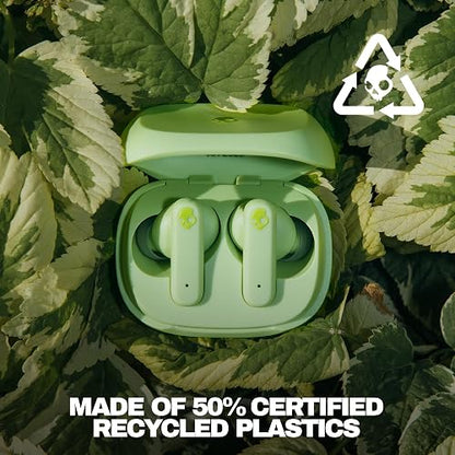 Skullcandy Smokin' Buds Auriculares In-Ear Inalámbricos, 20 h de Autonomía, 50 % de Plásticos Renovables, Micrófono, Compatibles con iPhone Android y Dispositivos Bluetooth, Verde