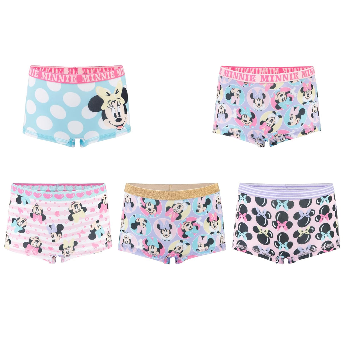 Disney Minnie Mouse Ropa Interior para Niña - 4 Años - Paquete de 5 pantalones cortos Minnie Girl