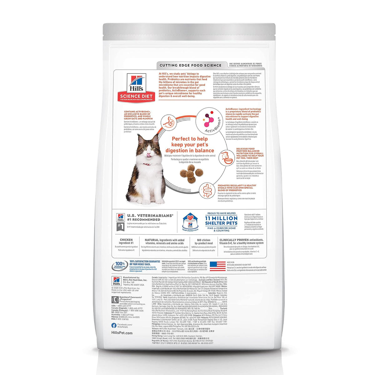 Hill's Science Diet Croquetas Digestivas para Gato Adulto Sabor Pollo 5.9Kg | Croquetas Hill's para gato, pollo real, cuidado digestivo, bienestar del microbioma, heces firmes