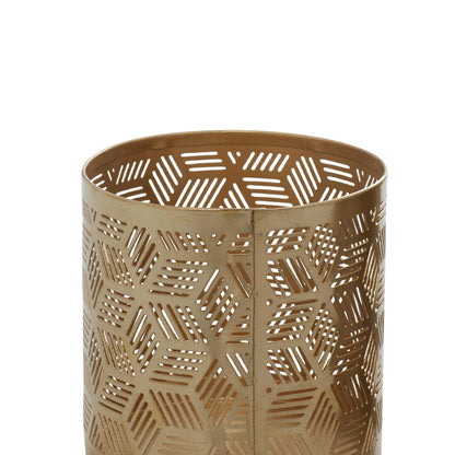 Deco 79 - Vaso geométrico de metal con diseño tallado con láser, 4 x 4 x 4 pulgadas, dorado