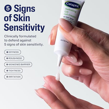 Cetaphil - Crema hidratante en gel para ojos con ácido hialurónico, diseñada para hidratar, iluminar y suavizar profundamente la zona debajo de los ojos, para todo tipo de piel, hipoalergénica y adecuada para pieles sensibles, 0,5 onzas líquidas Oz