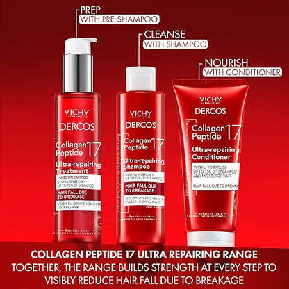 Vichy Dercos Collagen 17 Acondicionador Dermatológico Reparador 150ml | Ultra Reparador con Péptidos Pro-Colágeno para Cabello Dañado y Caída por Quiebre, Hidrata Profundamente para más Fuerza