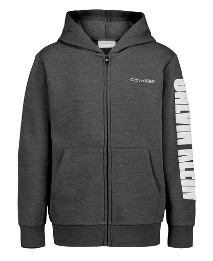 Calvin Klein Sudadera con Capucha Cierre Completo para Niño - 10-12 - Impact Charcoal Heather