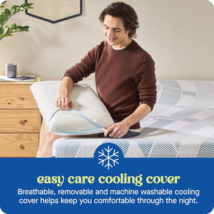 SEALY Dreamlife - Tecnología de protección de Superficie de enfriamiento de Espuma viscoelástica tamaño Queen, Funda extraíble Lavable a máquina, 1 año de garantía, 2 Unidades