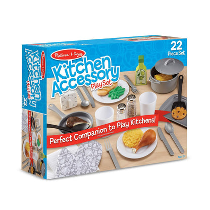 Melissa & Doug Set de 22 Accesorios para Cocina de Juguete - Utensilios, Olla con Tapa - Sartenes y Comida de Juguete