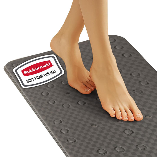 Rubbermaid Alfombrilla de Espuma Suave para Tina de Baño y Ducha, Tapete Antideslizante para Tina con Orificios de Drenaje Rápido, 35.88 x 17 Pulgadas Alfombrilla de Baño Libre de BPA para Interior de