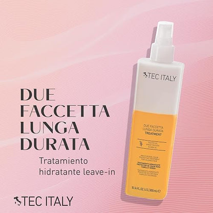 TEC ITALY Due Faccetta Tratamiento Hidratante para Cabello Teñido 300 ml | Leave-in en dos fases para cabello teñido. Hidrata, protege el color, acondiciona y aporta protección UV. Sella cutícula.
