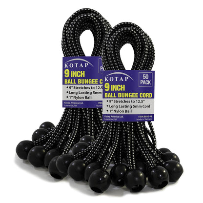 Kotap BB-6B Cordón Elástico con Bola, Paquete de 50 - 22,86cm - Paquete de 50