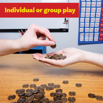 Learning Advantage 7521 Play Pennies, Set of 100, Grade: kindergarten | Diseñado y dimensionado como moneda real de EE. UU., Enseña matemáticas con este recurso de juego de simulación