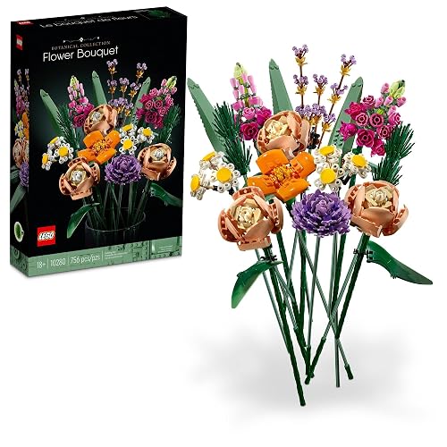 LEGO® Icons 10280 Ramo de Flores Artificiales, Bloques de Construcción para Adultos, Idea Regalo, Decoración Hogar u Oficina (756 Piezas)
