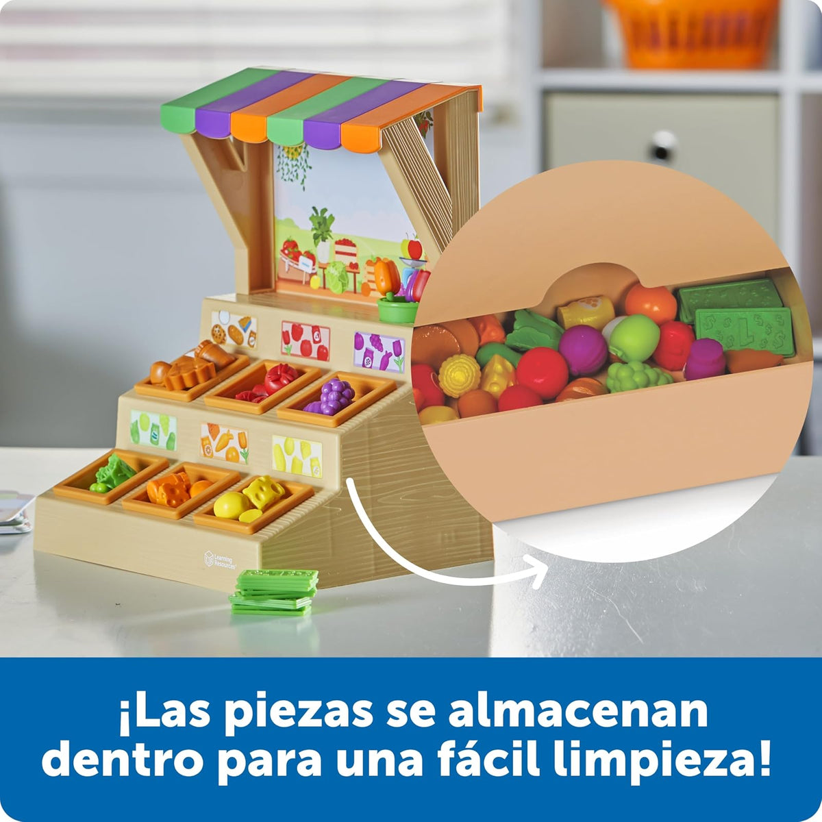 Learning Resources Mini Farmstand Sorting Set, Alimentos de Juguete, Comida de Juguete, Juguete de Clasificación, Cocina de Juguete,Regalo para Niños