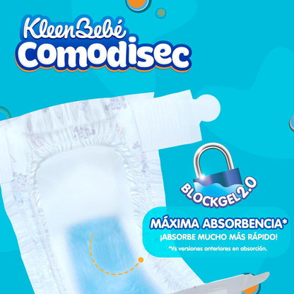KleenBebé Comodisec, Pañal Para Bebé, Tamaño Grande, Caja Con 216 Pañales