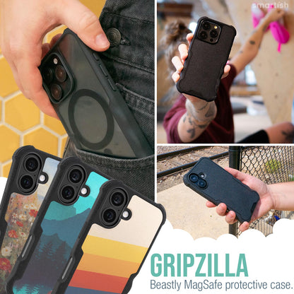 Smartish® - Funda magnética Protectora para iPhone 16, Gripzilla Compatible con MagSafe [Resistente + Resistente] Funda Delgada blindada con protección contra caídas para Apple iPhone 16, Color Negro