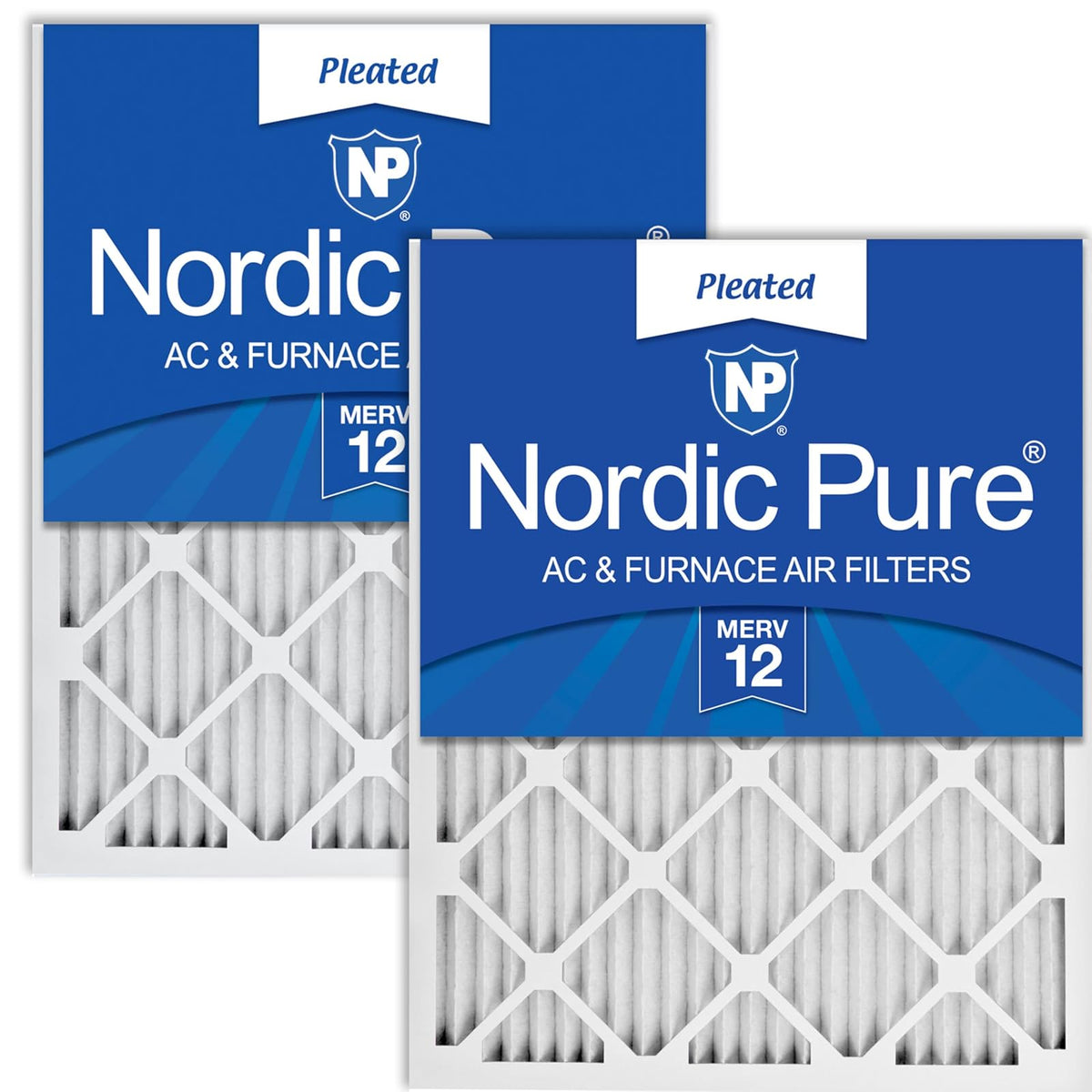 Nordic Pure 20x25x1M12-2 MERV 12 AC Furnace Filter Pleated Qty 2, 20x25x1, 2 Piece