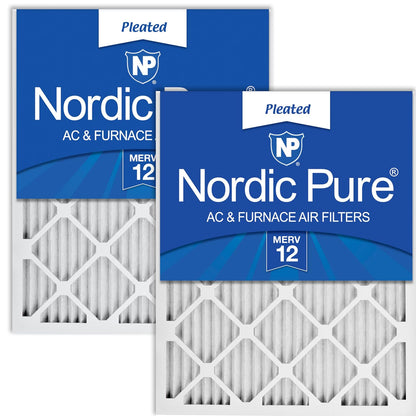 Nordic Pure 20x25x1M12-2 MERV 12 AC Furnace Filter Pleated Qty 2, 20x25x1, 2 Piece
