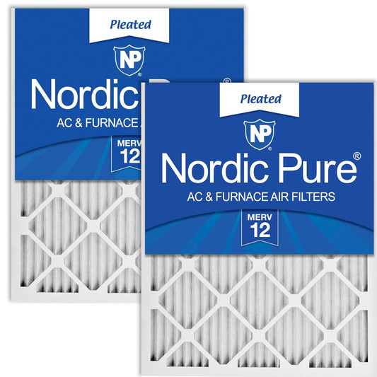 Nordic Pure 20x25x1M12-2 MERV 12 AC Furnace Filter Pleated Qty 2, 20x25x1, 2 Piece