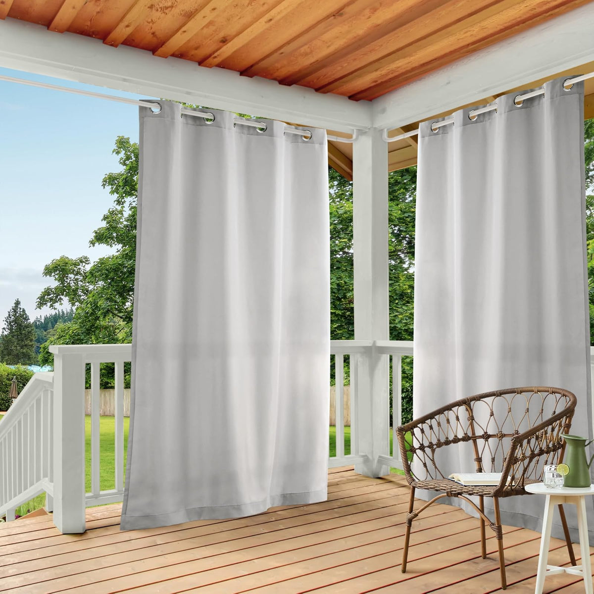 Exclusive Home Cortina para Interior/Exterior, Juego de 2 Paneles - Gris nube - 137.2An x 274.3Al cm (1 Paneles)