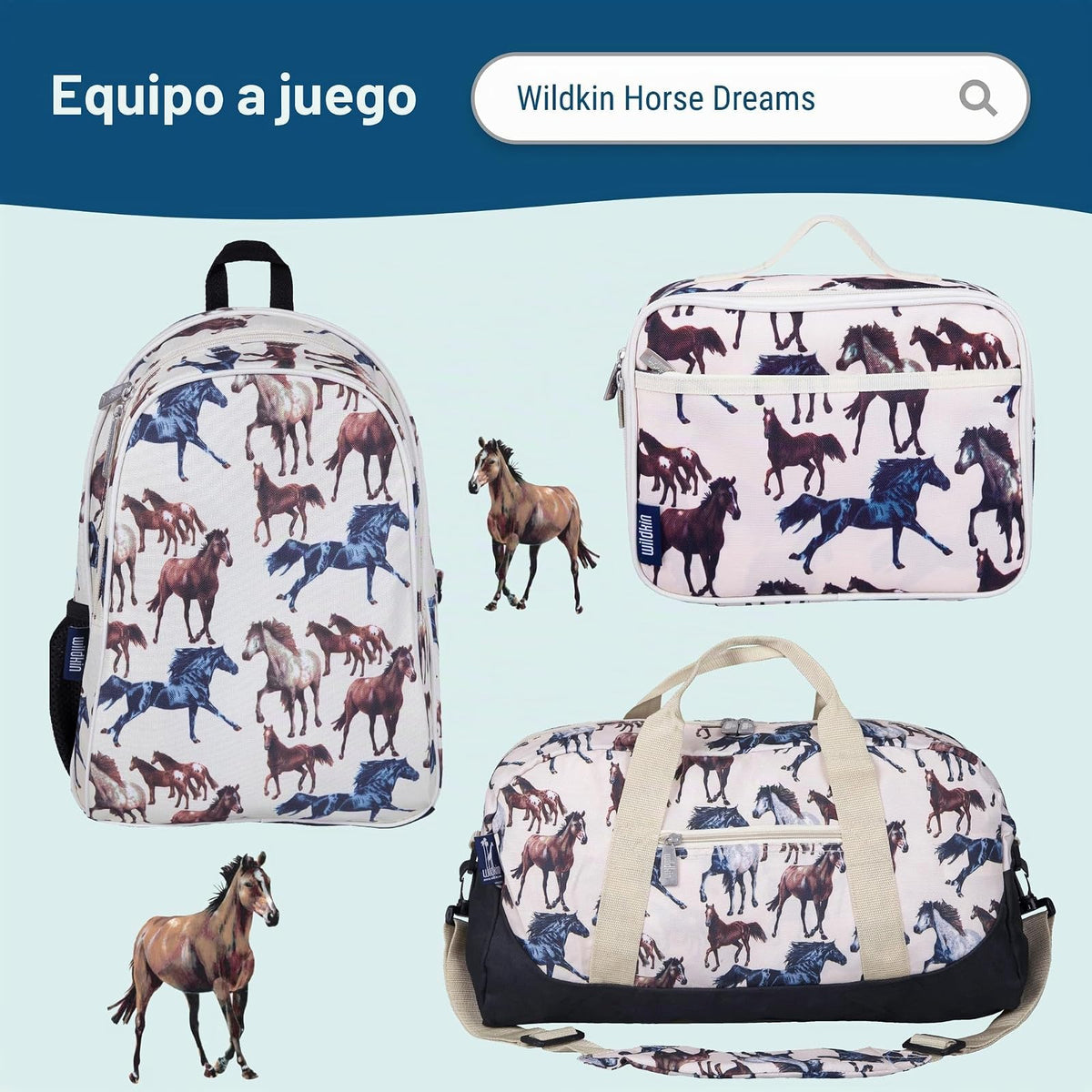 Wildkin Kids - Botella de agua de acero inoxidable de 14 onzas, sin BPA, a prueba de fugas, aislada, fácil de limpiar, diseño de caballos