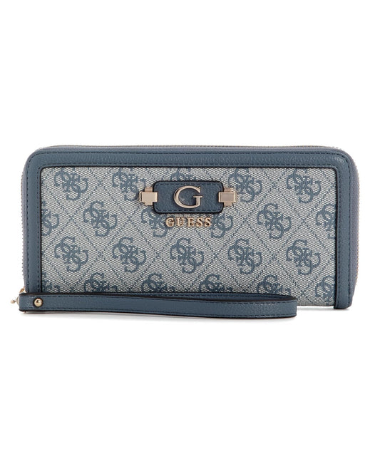 GUESS CARTERA GRANDE LINDSEY EN COLOR AZUL ESTAMPADO