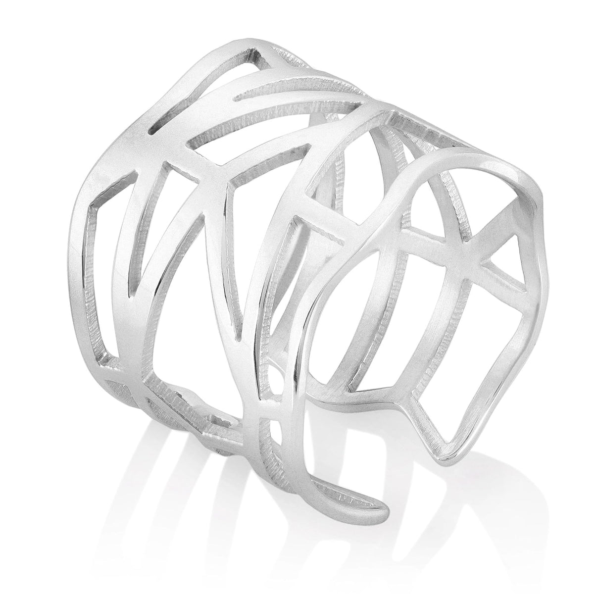 ELYA Polished Geometric Stainless Steel Open Ring