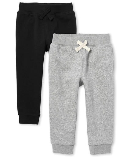 The Children's Place Pantalones de Forro Polar para Niño Pequeño - Negro - Gris Humo - 4 Años
